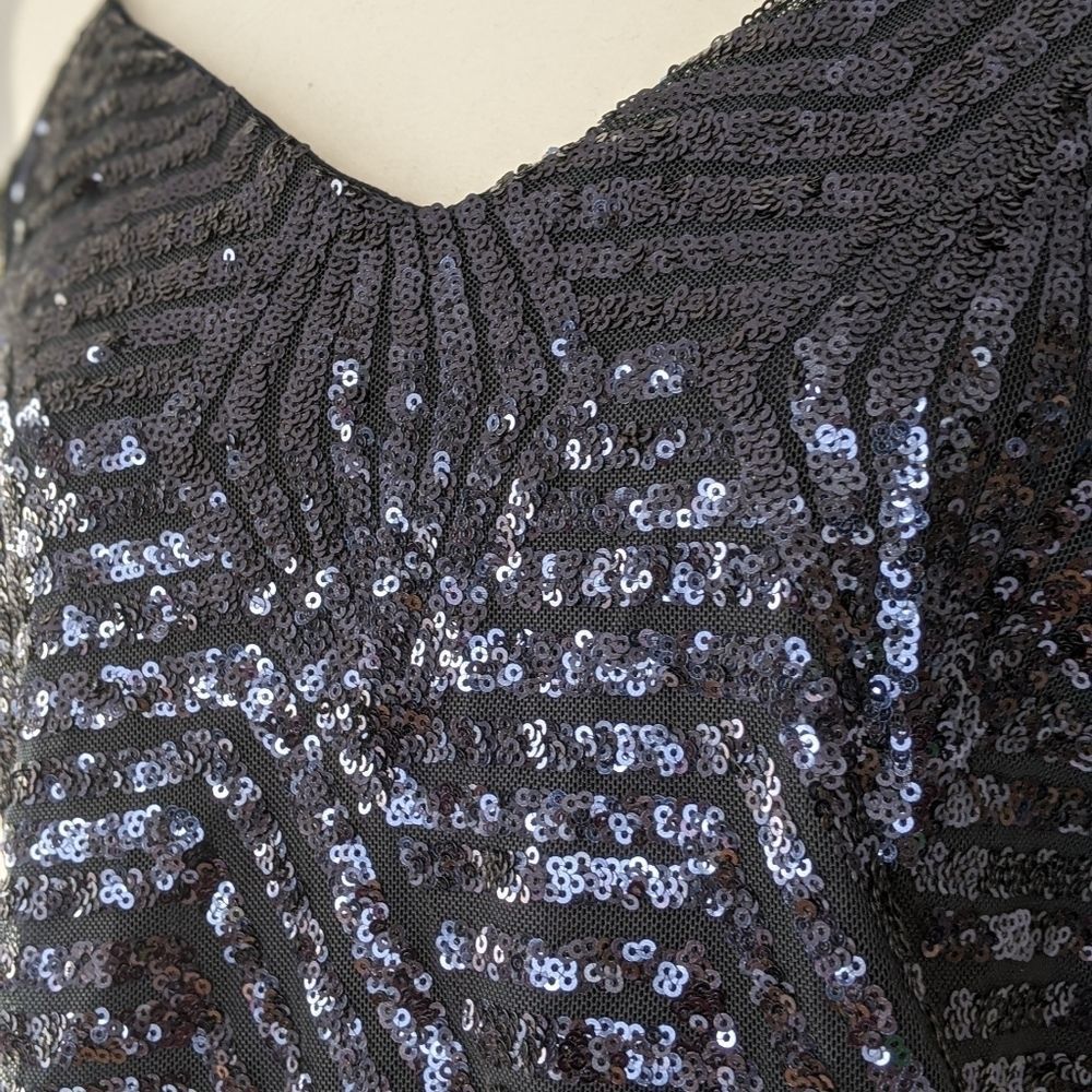 Sparkly navy Sequined split back top - Picture 9 of 13